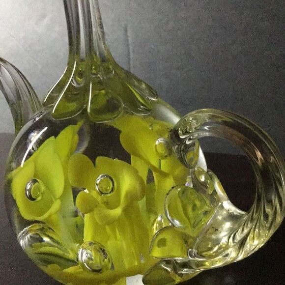 Paperweight Handblown controlled release, air, bubble, floral teapot - Picture 5 of 5